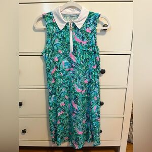 Lilly Pulitzer White-Collared Tropical Print Polo with Gold Zip Charm